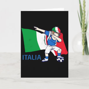 Italië Voetbal Fan Kid Dabbing Schooljongen T-shir Kaart