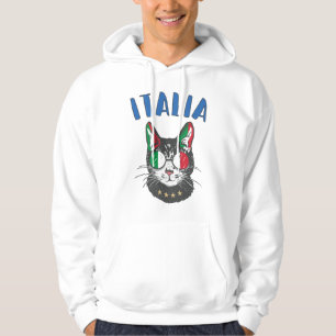 Italië Voetbal Kat Mascotte Italiaanse Fan vlag Hoodie