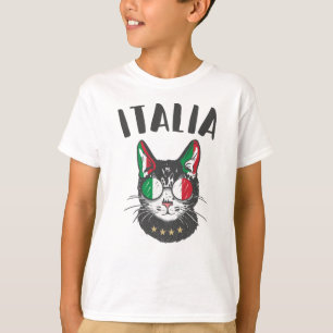 Italië Voetbal Kat Mascotte Italiaanse Fan vlag T-shirt