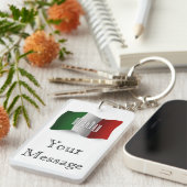 Italië Waving Flag Sleutelhanger (Voorkant Rechts)