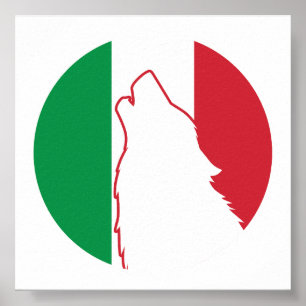 Italië Wolf Italiaanse nationale dierenvlag Poster