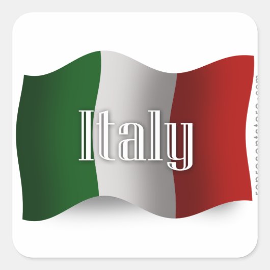 italië zwaaien met vlag vierkante sticker (Voorkant)