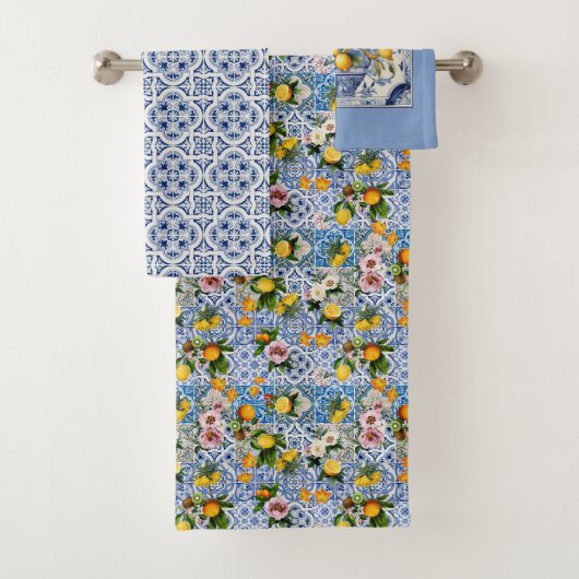 Italien Amalfi bleu carreaux blancs citrons (En situation)