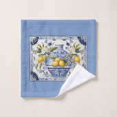 Italien Amalfi bleu carreaux blancs citrons (Gant de toilette)