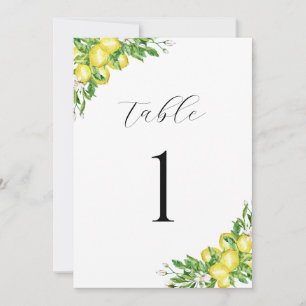Italien Aquarelle Citrons Numéro de table Mariage