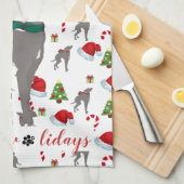 Italien Greyhound serviette de cuisine de Noël (Quart Plié)
