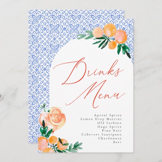 Italien Positano Aperol Spritz Menu Mariage Boisso (Devant / Derrière)