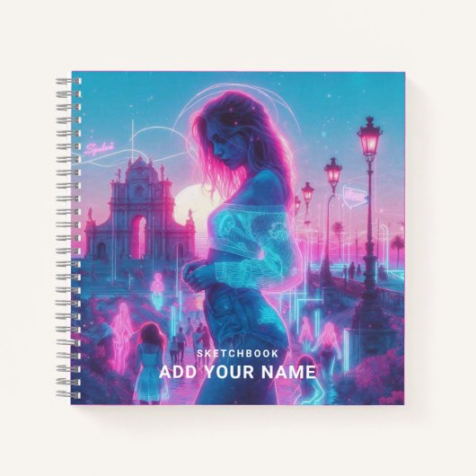 Italy | Ethereal Vaporwave Retrowave, Custom Name Notitieboek (Voorkant)