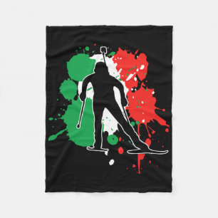 Italy Flag Biathlonist - Italian Biathlon Fleece Deken