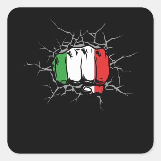 Italy Flag Fist Vierkante Sticker (Voorkant)
