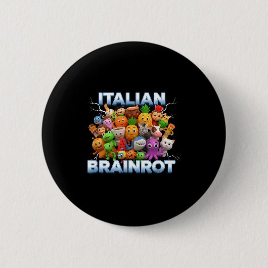 Italy Italian Brainrot Funny Meme Characters Trend Ronde Button 5,7 Cm (Voorkant)