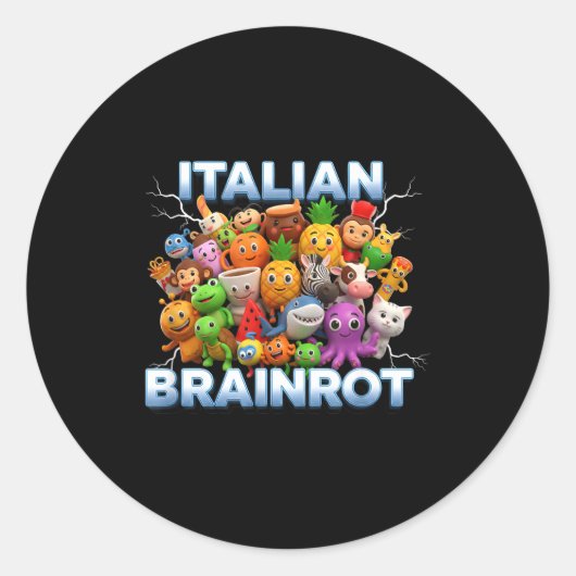 Italy Italian Brainrot Funny Meme Characters Trend Ronde Sticker (Voorkant)