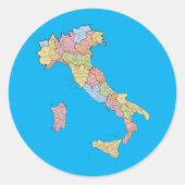 Italy Map Blue Ronde Sticker (Voorkant)