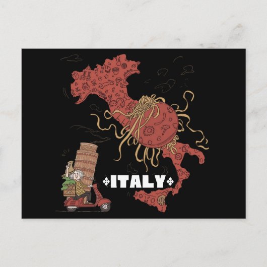 Italy Map Flying Spaghetti Monster Pastafarian Briefkaart (Voorkant)