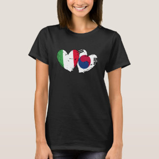 Italy South Korea Heart Flags Italian Korean Dual T-shirt