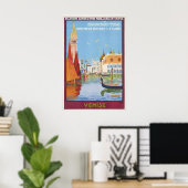 Italy Venice Vintage Travel Poster - Framed (Bureau à domicile)