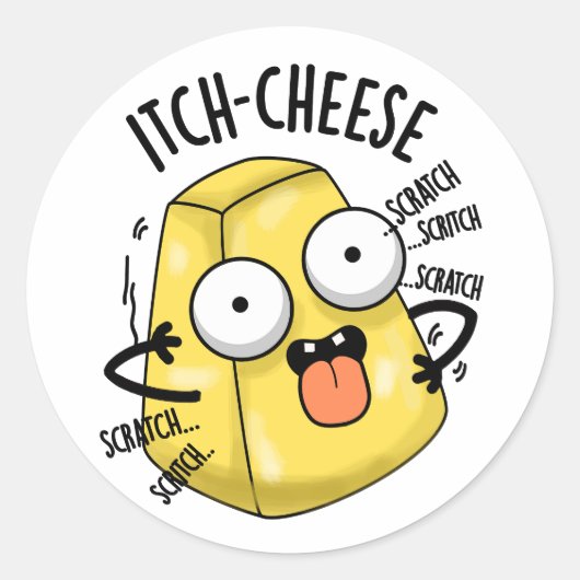 Itch-cheese Funny Cheese Pun Ronde Sticker (Voorkant)