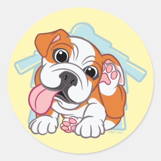 Itchy Bulldog Ronde Sticker (Voorkant)