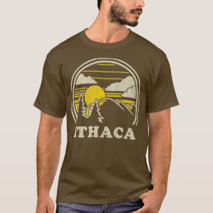Ithaca New York NY Vintage Hiking Mountains T-shirt