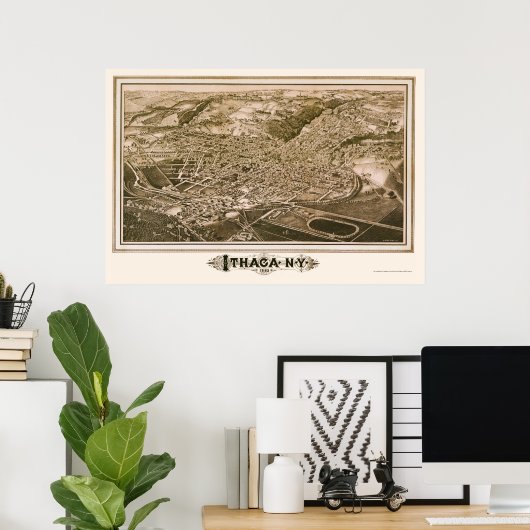 Ithaca, NY Panoramic Map - 1882 Poster (Thuiskantoor)