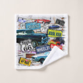 Itinéraire 66, voitures vintages, voyages par la (Gant de toilette)