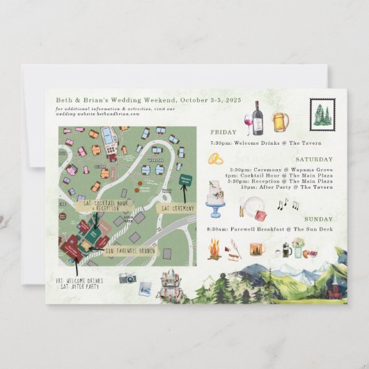 Itinéraire de la carte du week-end mariage (Dos)