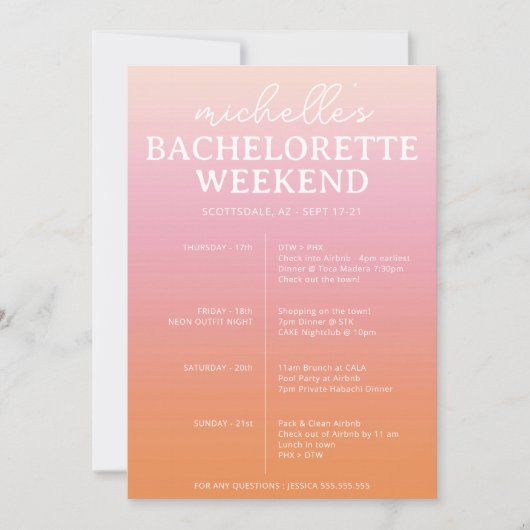 Itinéraire du programme de bachelorette de dégradé (Devant)