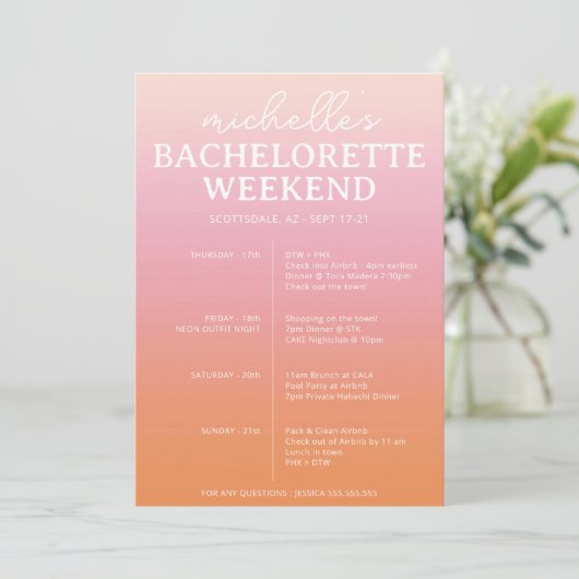 Itinéraire du programme de bachelorette de dégradé (Debout devant)