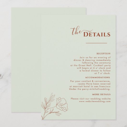 Itinéraire en bois de Terracotta, Programme de mar (Devant / Derrière)