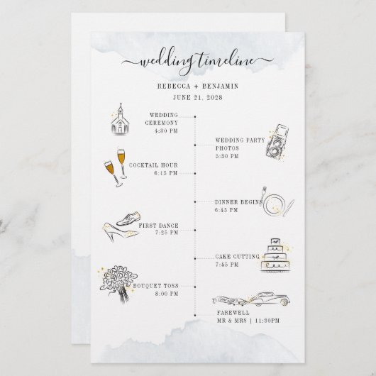 Itinéraire mariage Icônes modernes Carte Programme (Devant / Derrière)