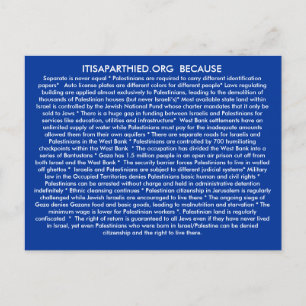ITISAPARTHEID.ORG BECASUE BRIEFKAART