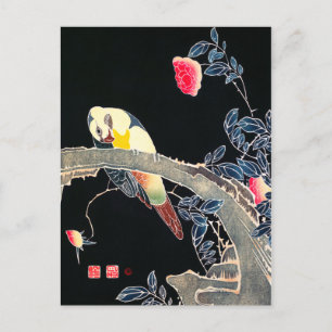Ito Jakuchu Parrot op de afdeling van een bloem Briefkaart