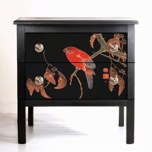 Ito Jakuchu rode papegaai op boomtak Circa 1900 Tissuepapier