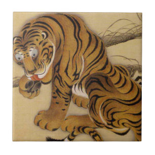 Ito Jakuchu Tiger Tile Tegeltje