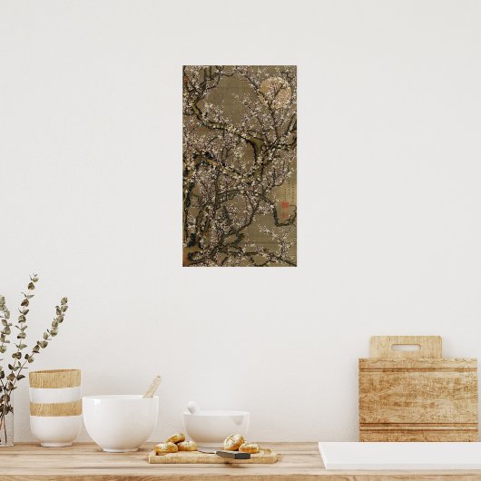 Ito Jakuchu White Plum Blossom en Moon Poster (Keuken)
