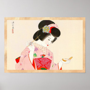 Ito Shinsui make up vntage japanese geisha lady Poster