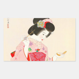 Ito Shinsui make up vntage japanese geisha lady Rechthoekige Sticker