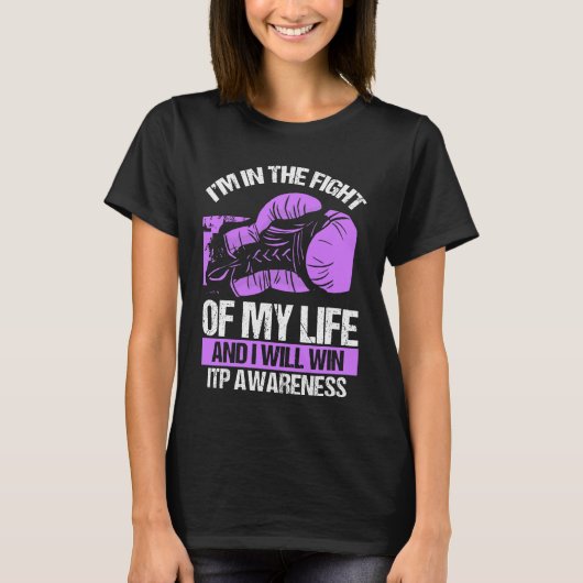ITP Awareness I will win Purpura Paars Ribbon T-shirt (Voorkant)