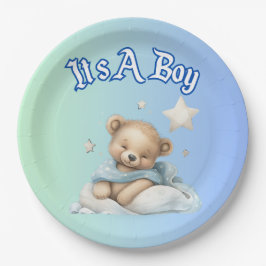 "It's a Boy" Baby shower Party Decor - Teddy Bear  Papieren Bordje