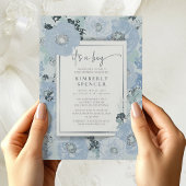It's A Boy Blue Floral Baby Shower Kaart