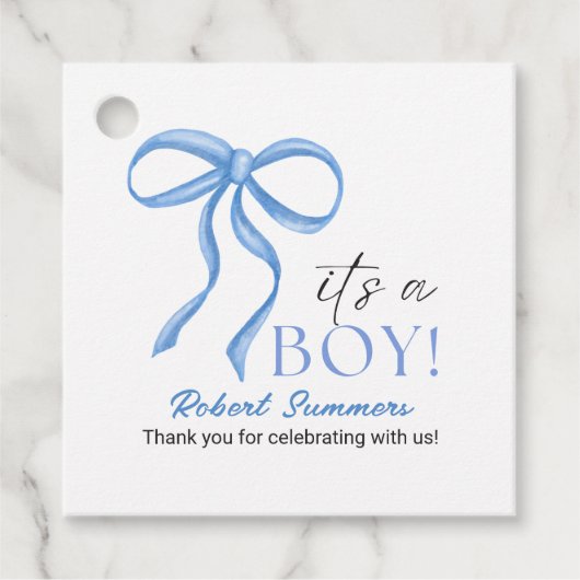 It's a Boy Blue Ribbon Bedankjes Labels (Voorkant)