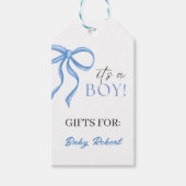 It's a Boy Blue ribbon Cadeaulabel (Voorkant)