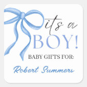 It's a Boy Blue ribbon Vierkante Sticker (Voorkant)