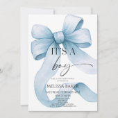 It's A Boy Elegant Blue Bow Baby Shower Kaart (Voorkant)