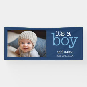 It's a Boy - Foto modern, grillig wit type Spandoek