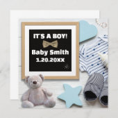 It's A Boy Social Media, plat lakenblauw Zwangersc Aankondiging (Voorkant / Achterkant)