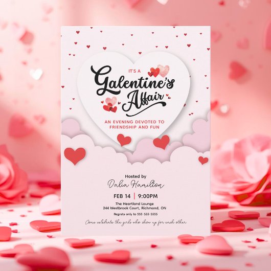 It's A Galentine's Affair Valentines Invitation Kaart