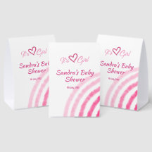 ITS  A GIRL BABY SHOWER PINK RAINBOW PASTEL RETRO