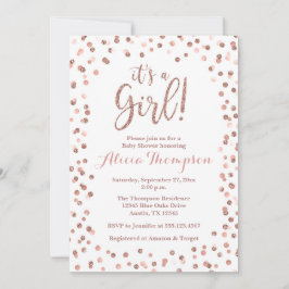 It's a Girl Rose Gold Baby Shower Invitation Kaart