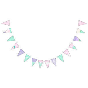 "It's a Girl" Roze, Paarse en Groene Vlag Garland Vlaggetjes